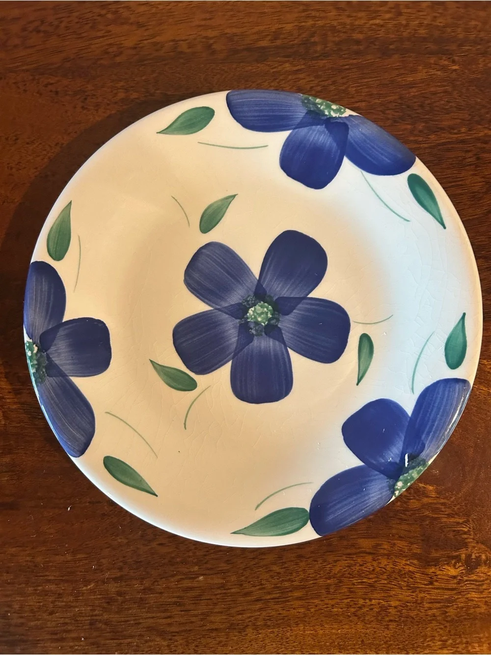 Vintage Pier One Imports Blue Floral Ceramic Salad Plates 7.75” - Set of 2 Italy